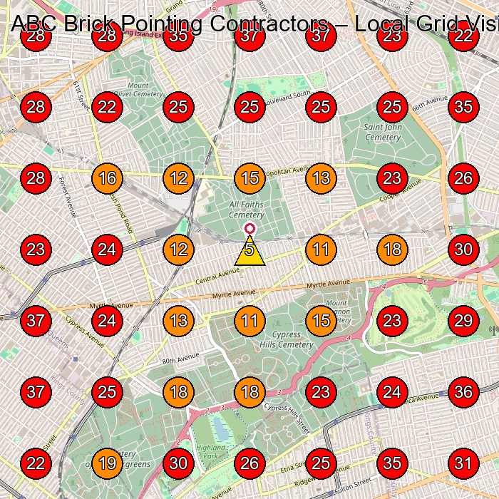 ABC Brick Pointing Contractors GeoGrid visibility map for Concrete Contractor in None